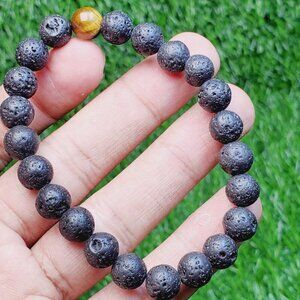 Lava Rock and Tiger Eye Beaded Relationship Bracelets for Men/Women, BS41061